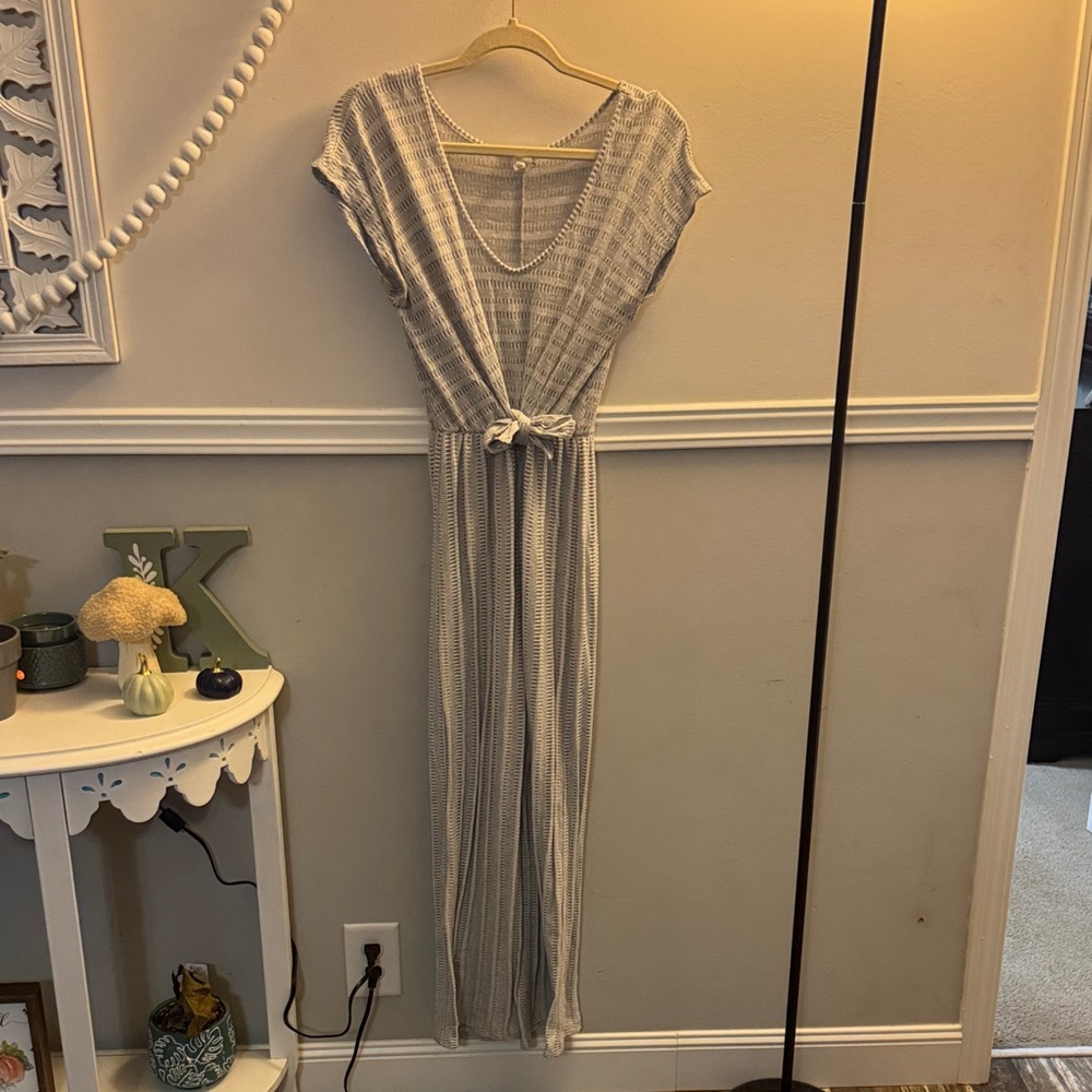Gray Striped Jumpsuit